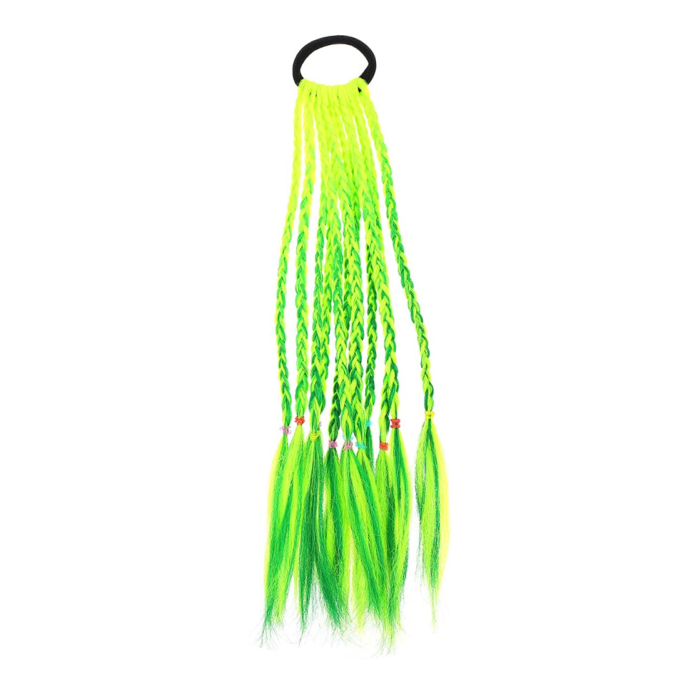 Unisex Green Braided Ponytail Extension Synthetic Wig Clipon Hairpiece For Cosplay Parties Volume Boost