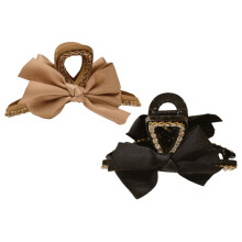 2Pcs Fabric Bow Hair Clips for Women and Girls, Khaki Clamps with Sweet Bowknot and Secure Hold