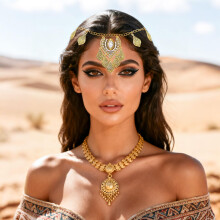 Egyptian Headpiece for Women Gold Hair Chain Cleopatra Costume Accessory with Adjustable Fit