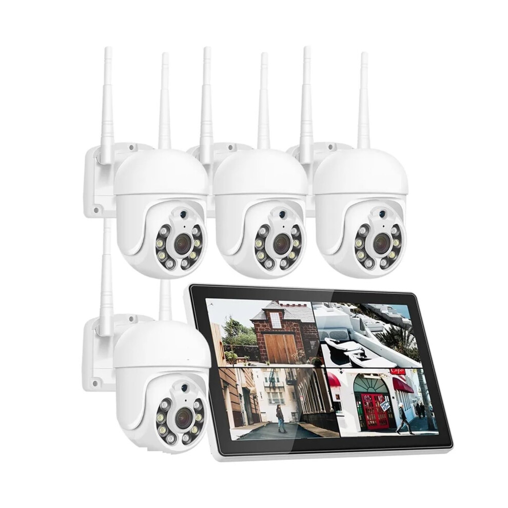 Wireless Security Camera System 3Mp/5Mp Nvr Kit With 10.1 Inch Monitor, 10Ch Outdoor Waterproof Ptz Surveillance Set 9092120297324