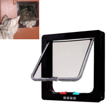 Cat Door Wearproof Auto Closure Black M 19x19.7cm Pet Door for Cats & Dogs