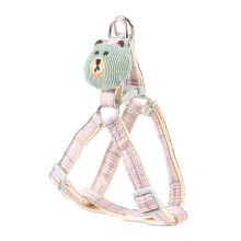 Cute Cartoon Dog Cat Harness Leash 1.2m Brown Bear Pink M