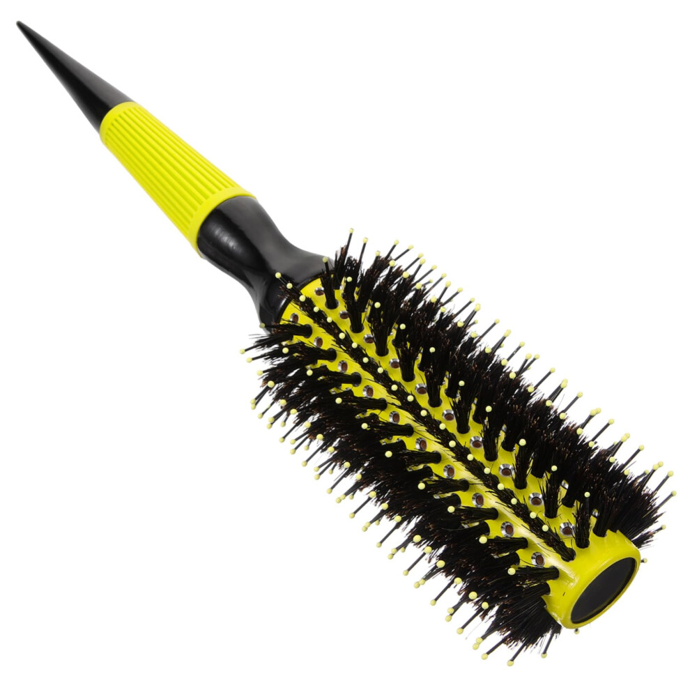 Small Round Boar Bristle Hair Brush for Thick Hair Curl Detangling and Volume Boost Styling