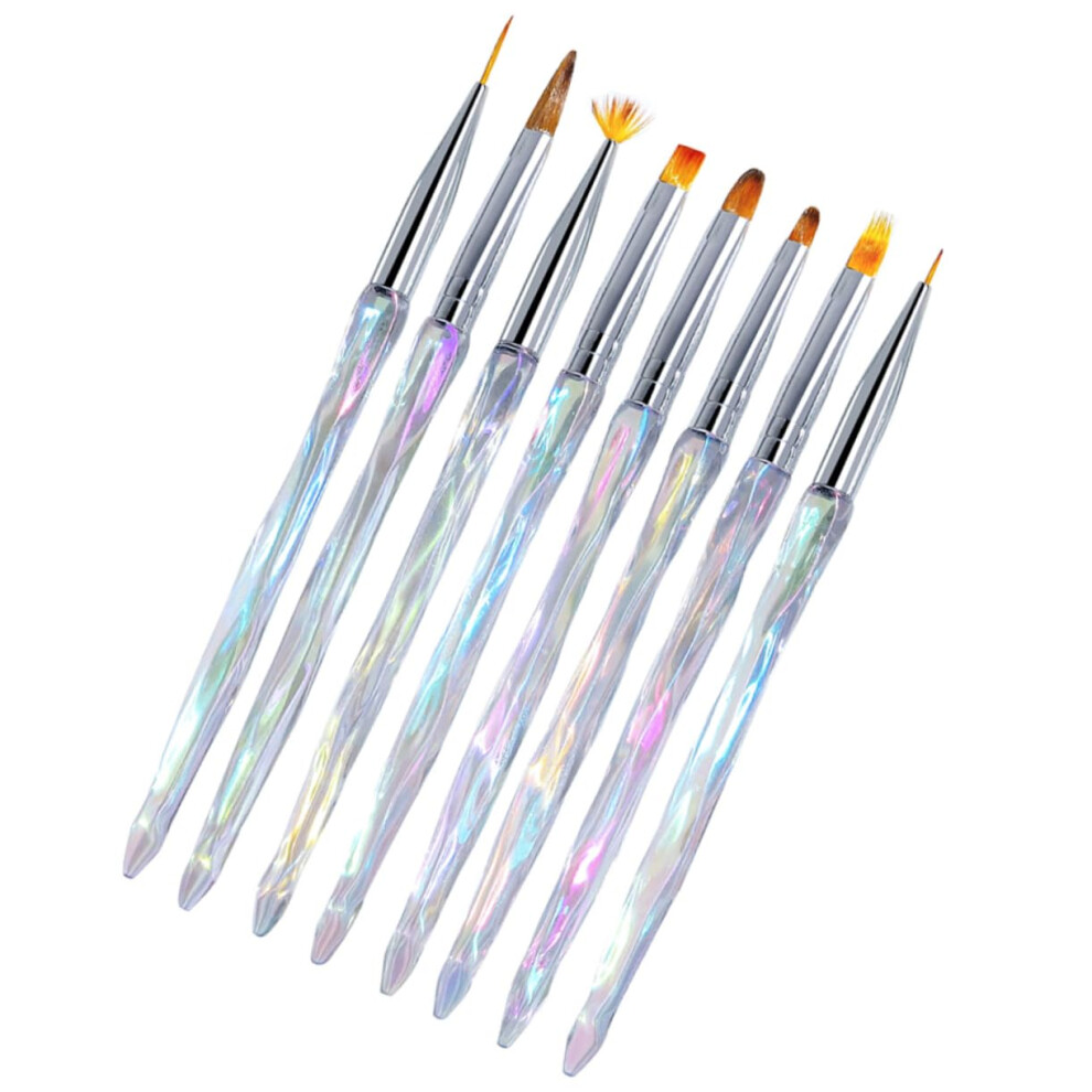 8Pcs Professional Nail Art Brushes and Dotting Tools for Gradient Manicure Drawing at Home or Salon