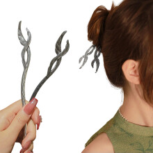 2 Pcs Metal Hair Sticks for Buns and Updos, French Hair Pins Feather Design for Thick and Fine Hair