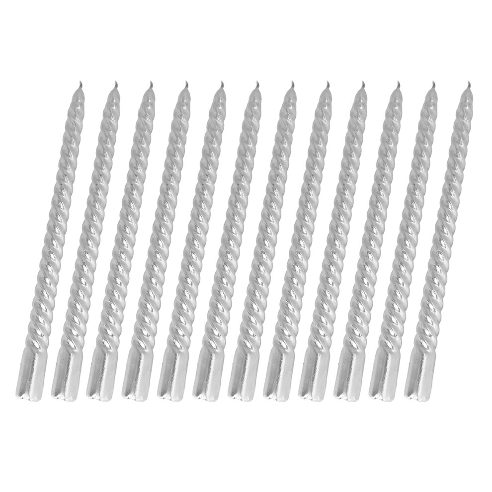 Silver Twisted Long Candle Soy Wax 12 Inch Smokeless Candlestick
