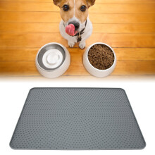 Tappetino per l'alimentazione in silicone impermeabile antiscivolo grigio per cani e gatti