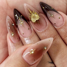 Almond Press On Nails Medium Glossy Reusable Full Cover Fake Nails for Women Girls Manicure P13