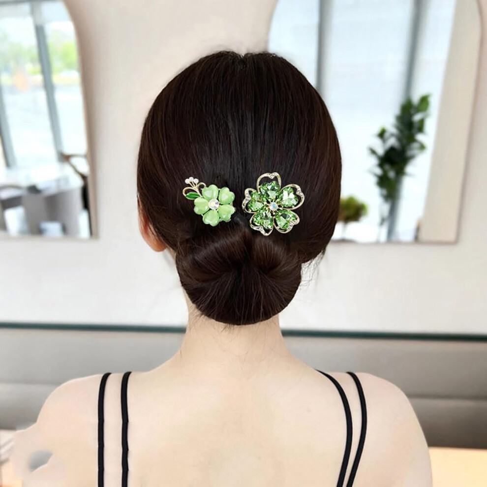 Hair Bun Maker with Elegant Rhinestone and Lace Flower Design for Quick Styling, 30cm Long Hair Tool