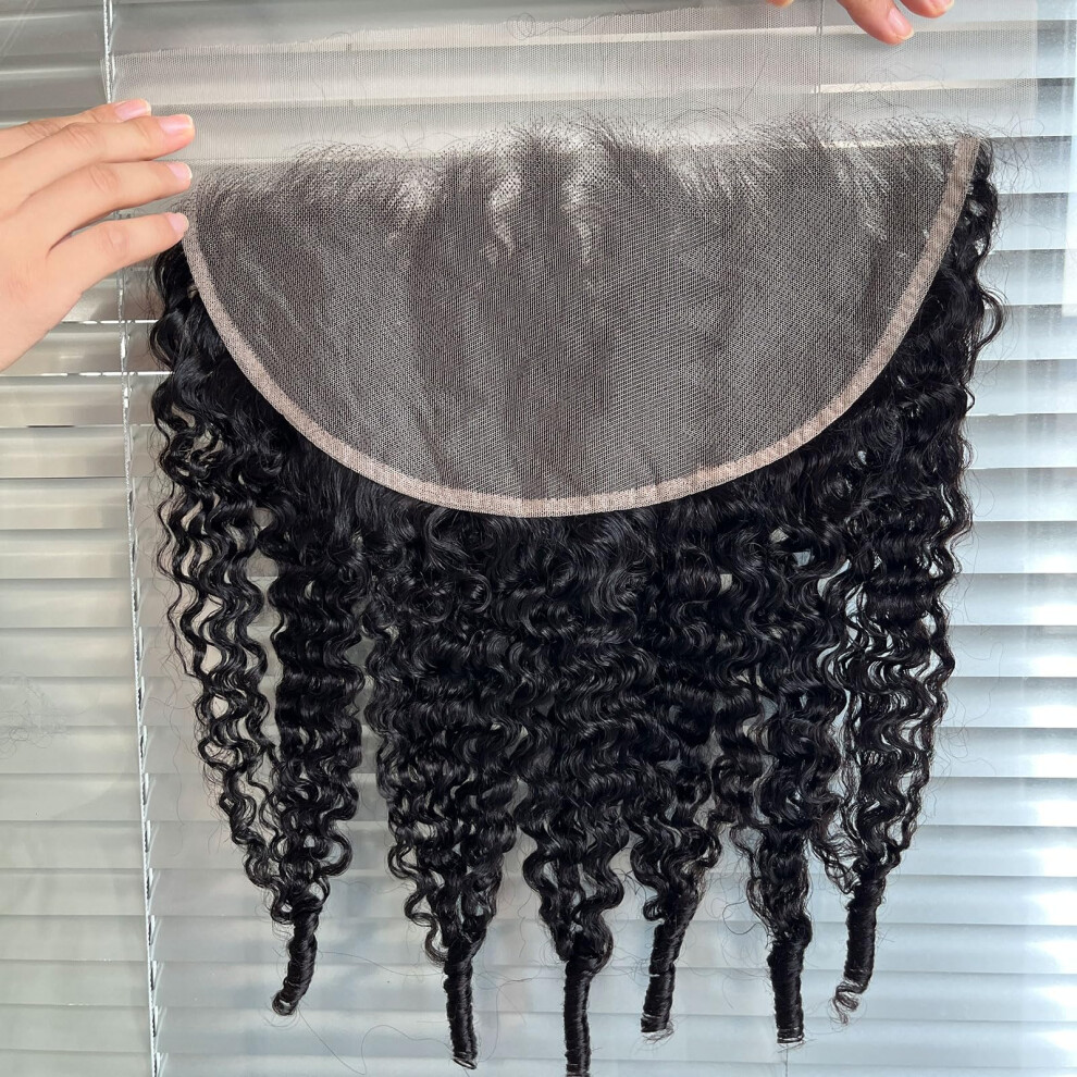 22 Inch 13x6 Burmese Curly HD Lace Frontal Wig Natural Black Human Hair with Natural Hairline
