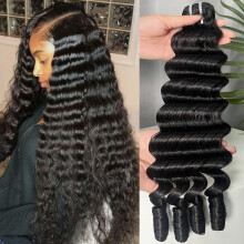 16 Inch Burmese Loose Deep Wave Virgin Human Hair Extensions Bundle with Full Volume Ends