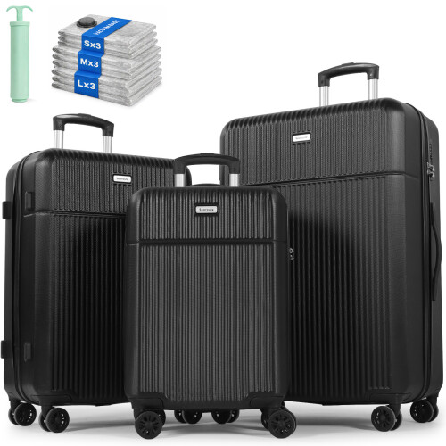 3 PCS Suitcase Set ABS Lightweight Luggage Set