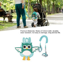 Toddler Green Owl Anti Lost Rope Backpack 2.5 Meters, Detachable & Adjustable