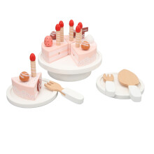 Set ti Gioco Torta Finta con Candele e Coltelli, Legno di Faggio, Base da 15,5 cm