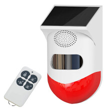 Solar Motion Sensor Alarm 120dB Outdoor Security Siren with LED Light IP67 Waterproof for Home Farm Yard