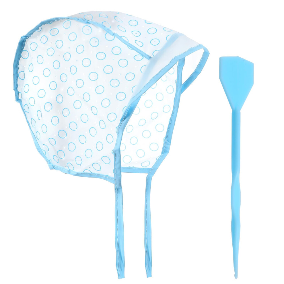 Hair Highlighting Cap with Crochet Hook, Reusable Blue Hair Dye Cap for Salon and Home Coloring