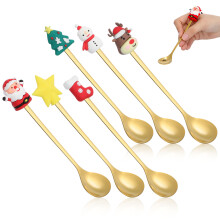 6 Pcs Christmas Tea Spoons – Stainless Steel Dessert Spoons