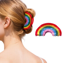 Large Rainbow Hair Claw Clip for Thick Hair Women, Bright Multicolor Secure Grip Styling