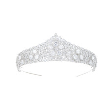 14K Gold Baroque Bridal Tiara with Moissanite, Elegant Wedding Crown for Bride and Special Occasions