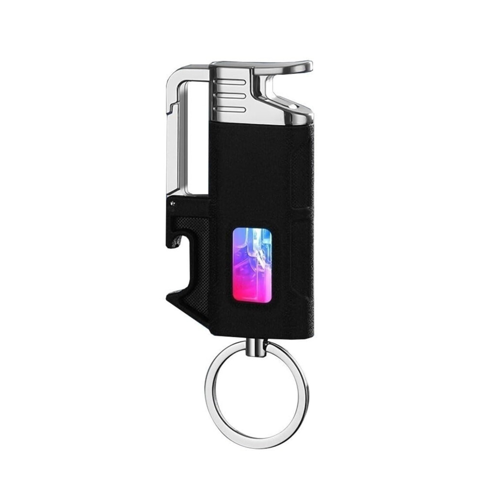 Blue/Black Butane Torch Lighter, Windproof Butane Lighter With Jet Flame, Refillable Keychain