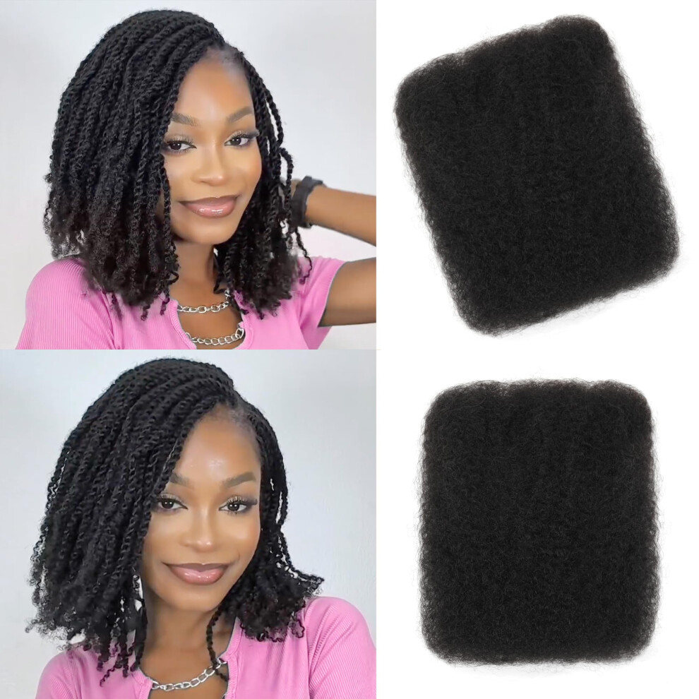Unisex Afro Kinky Bulk Human Hair 14 Inch 1B, Natural 4C Curl For Braiding, Mini Twists And Dreadlocks