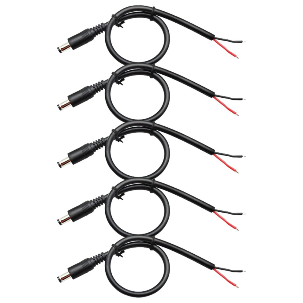 1.6Ft 12V Dc Power Connector Cable 5.5Mm X 2.1Mm 18Awg Male Pigtail For Cctv Camera Led Strip Router Pack Of 5 Black 9073542664604
