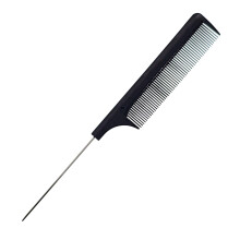 Hair Styling Comb 8.8 Inch Carbon Fiber Tail Comb with Stainless Steel Pin, Heat Resistant and Anti Static