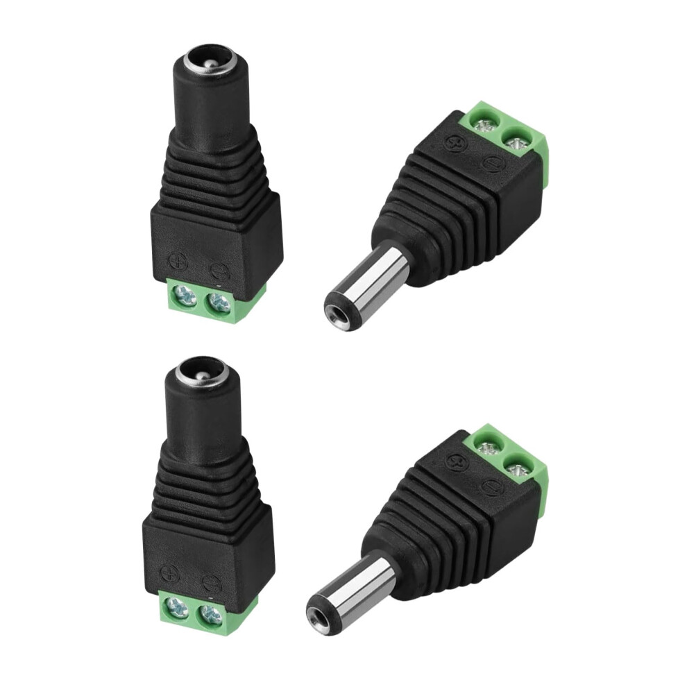 12V Dc Power Connector 5.5Mm X 2.1Mm Barrel Plug Male And Female Set For Led Strip And Cctv Camera 9073542664659