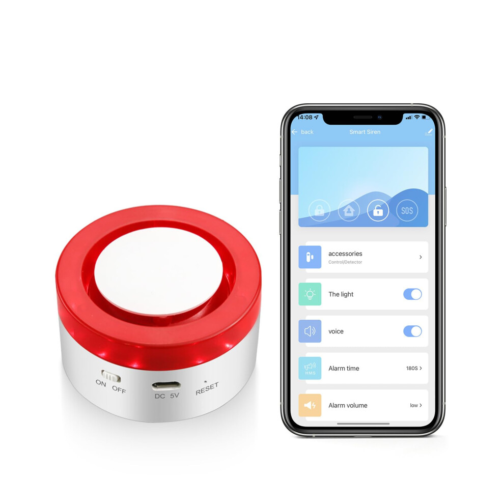 Wifi Siren Alarm 120Db Loud Sound And Strobe Light Smart Home Security Compatible With Alexa Google Assistant Tuya Smart Life Indoor Use 9073542664710