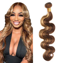 Brazilian Body Wave Human Hair Extensions 20 Inch Blonde Highlight 4/27 Virgin Bundle