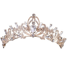 Light Yellow Bridal Crown for Women Gold Wedding Tiara for Bride Elegant Birthday Accessory