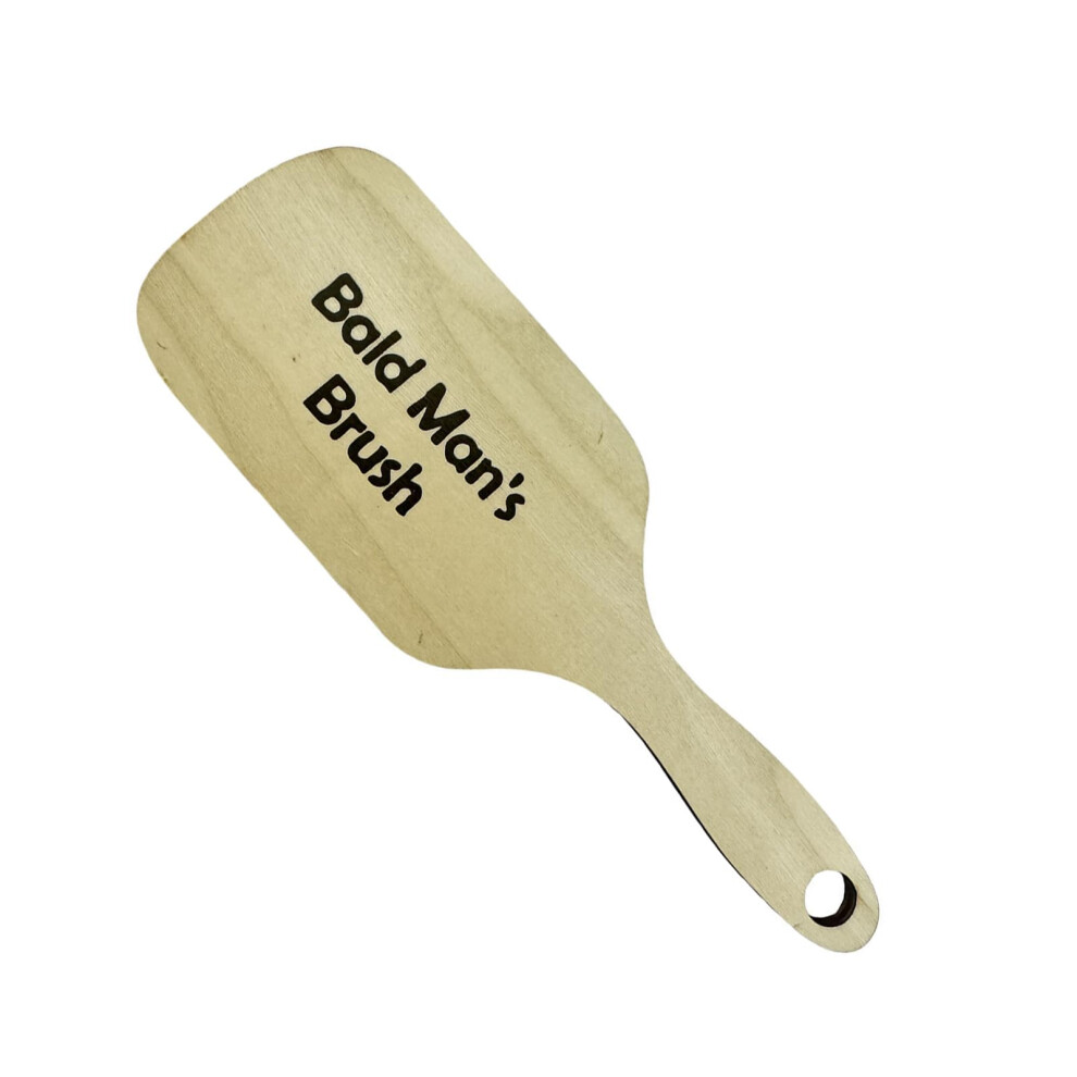 Bald Man Grooming Tool with Gentle Wooden Bristles, Funny Novelty Hair Brush Gag Gift