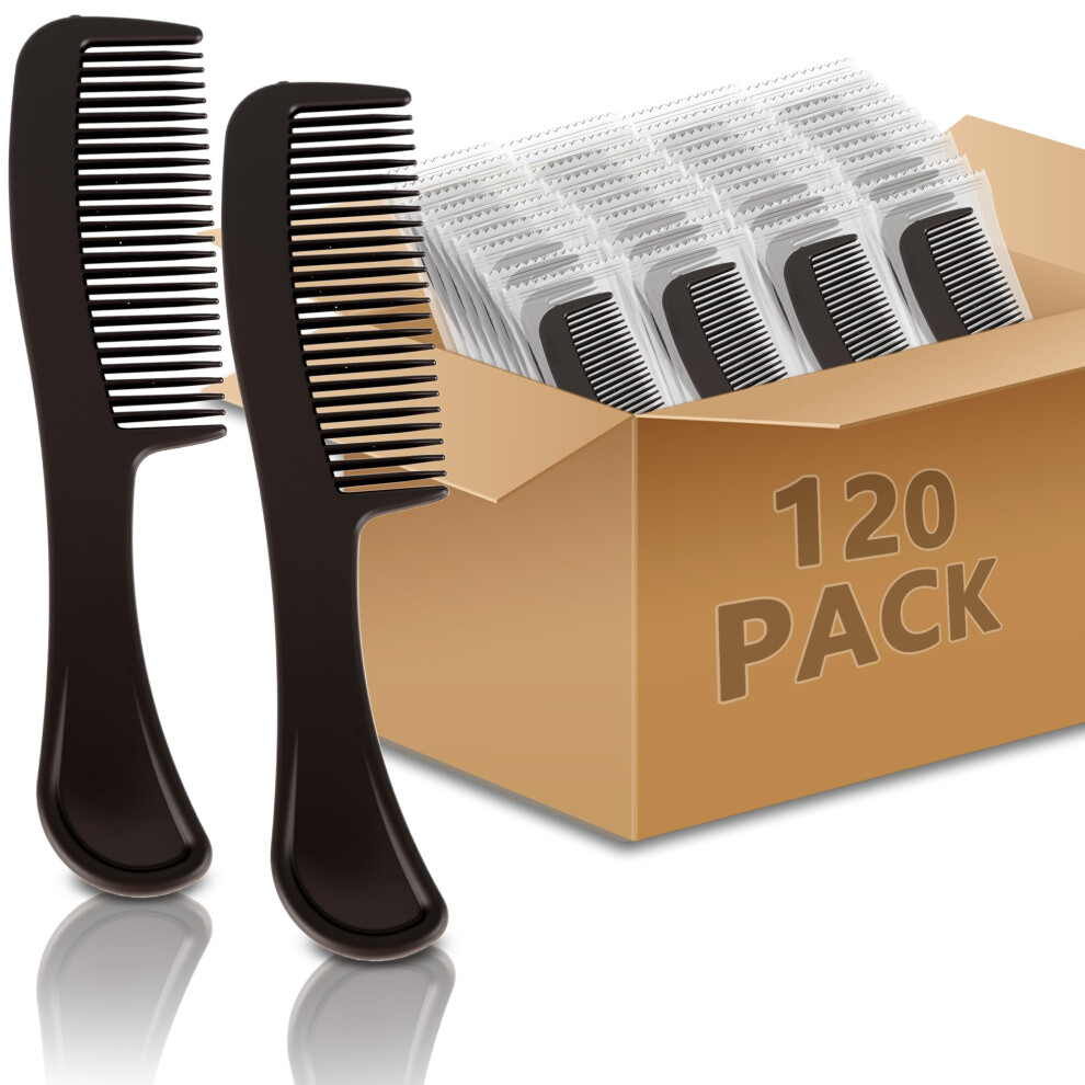 Unisex Black 120 Pack Wide Tooth Hair Combs Bulk Individually Wrapped For Travel Hotel Amenities
