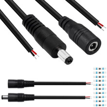 DC Power Pigtail Cable 5.5x2.5mm Male to Female DC5525 Connector 16AWG 12V Extension Wire for CCTV Camera Guitar Pedal 30cm