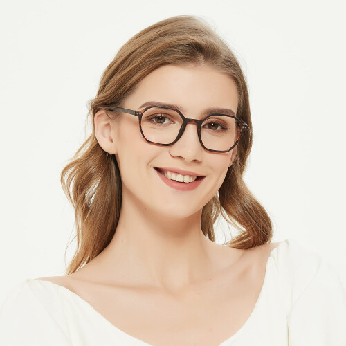 Blue Light Blocking Reading Glasses for Computer Use, Women Men, Hexagon Frame, Spring Hinges 1