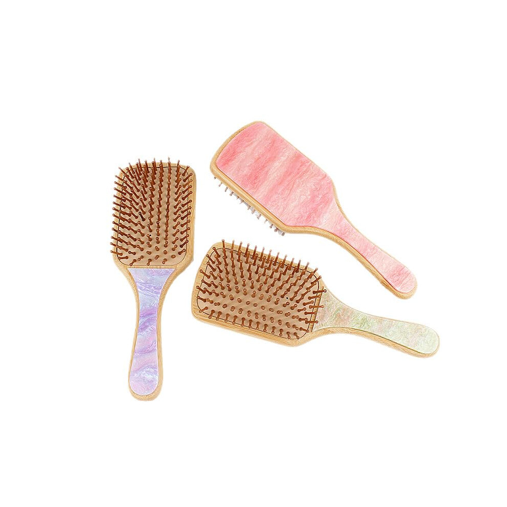 Hair Brush with Custom Name Engraving, Bamboo Boar Bristle Paddle, Rhinestone Pink Bridesmaid Gift