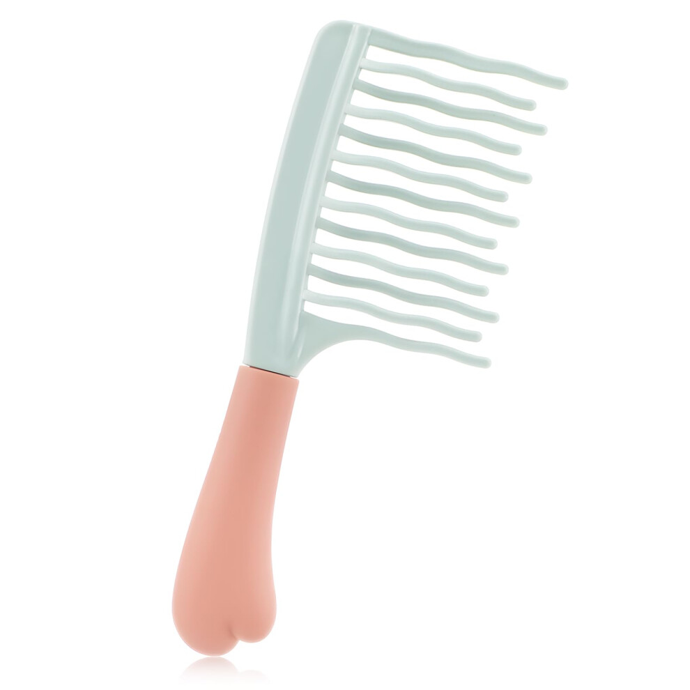 Unisex Green Wide Tooth Comb For Curly Hair, Double Row Wavy Teeth Detangling Comb With Ergonomic Grip,