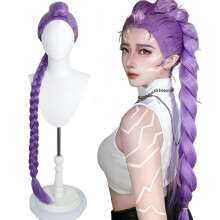 Purple Cosplay Wig with ExtraLong Fishtail Braid, HeatResistant Anime Style for Halloween