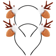 Reindeer Antler Headband Set 2pcs for Kids and Adults, Festive Christmas Party Hair Accessories