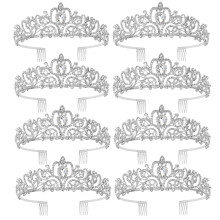 Crystal Tiara Headbands for Women 8PCS Silver Princess Crown with Comb for Birthday Party Prom