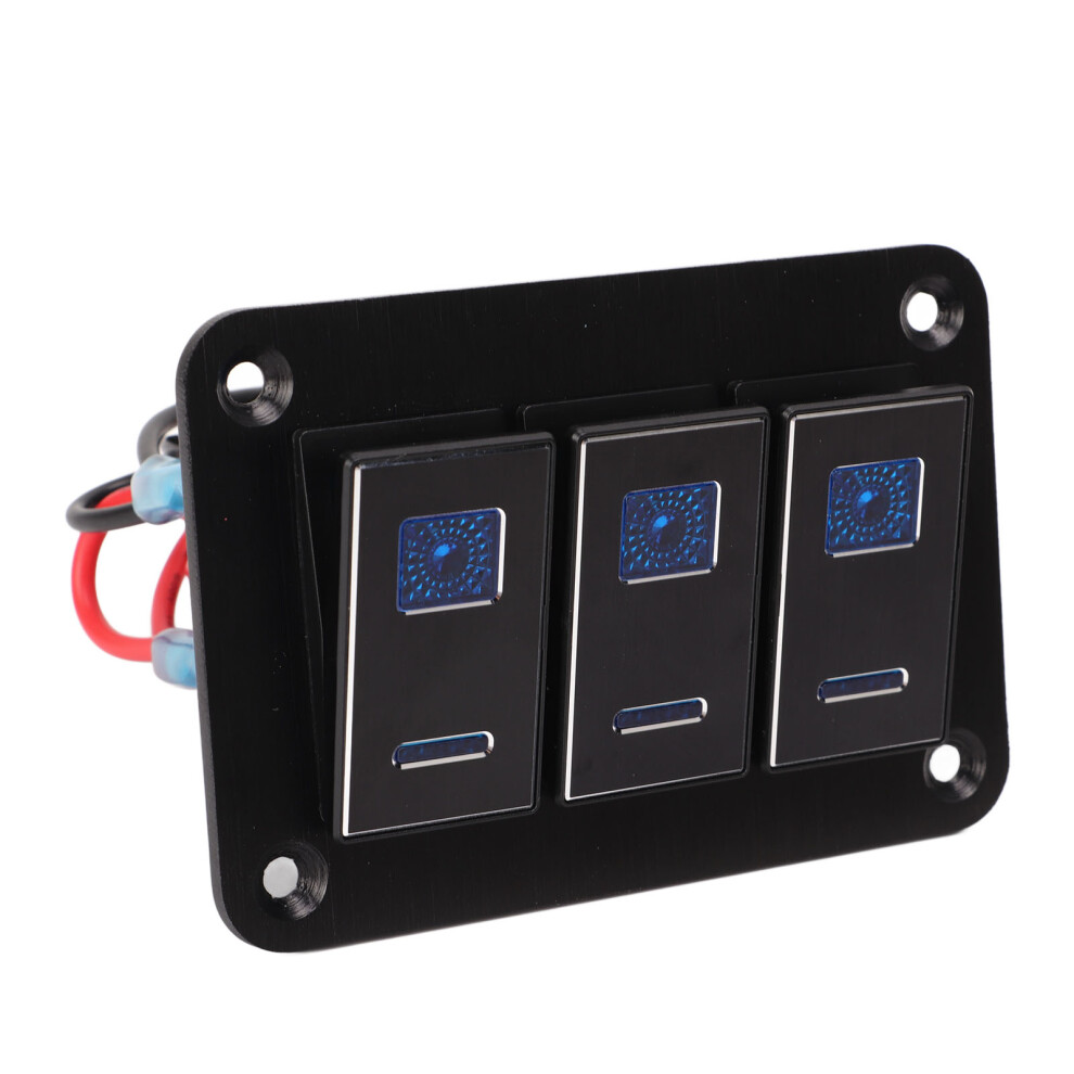 Waterproof 3 Gang Switch Panel Dc12v-24V 30A Led For Car Yacht Rv Marine Blue 7901389918814