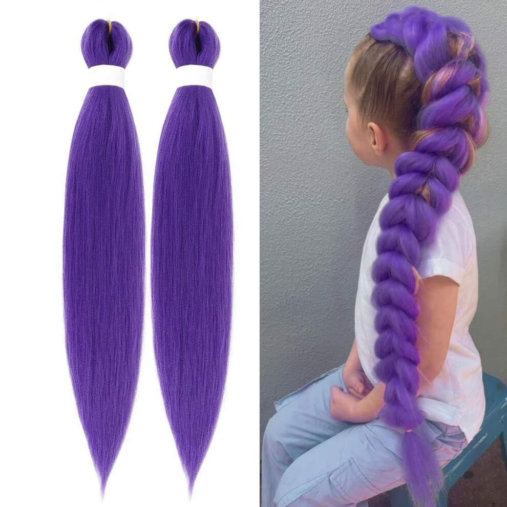 Purple Braiding Hair Extensions 30 Inch Prestretched Tangle Fibers for Box Braids and Cosplay