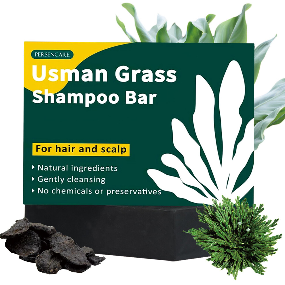 Grey Usman Grass Solid Shampoo Bar For Hair Loss And Hair Reverse, Herbal Hair Growth Care