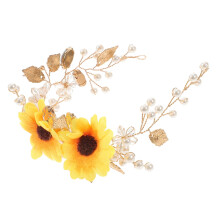 Wedding Tiara with Elegant Sunflower Design, Yellow Crystal Bridal Headband for Brides and Proms