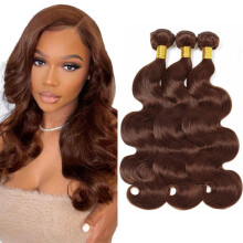 Chocolate Brown Body Wave Human Hair Bundles Brazilian Virgin Mixed Length #4 Brown 20 22 24 Inch