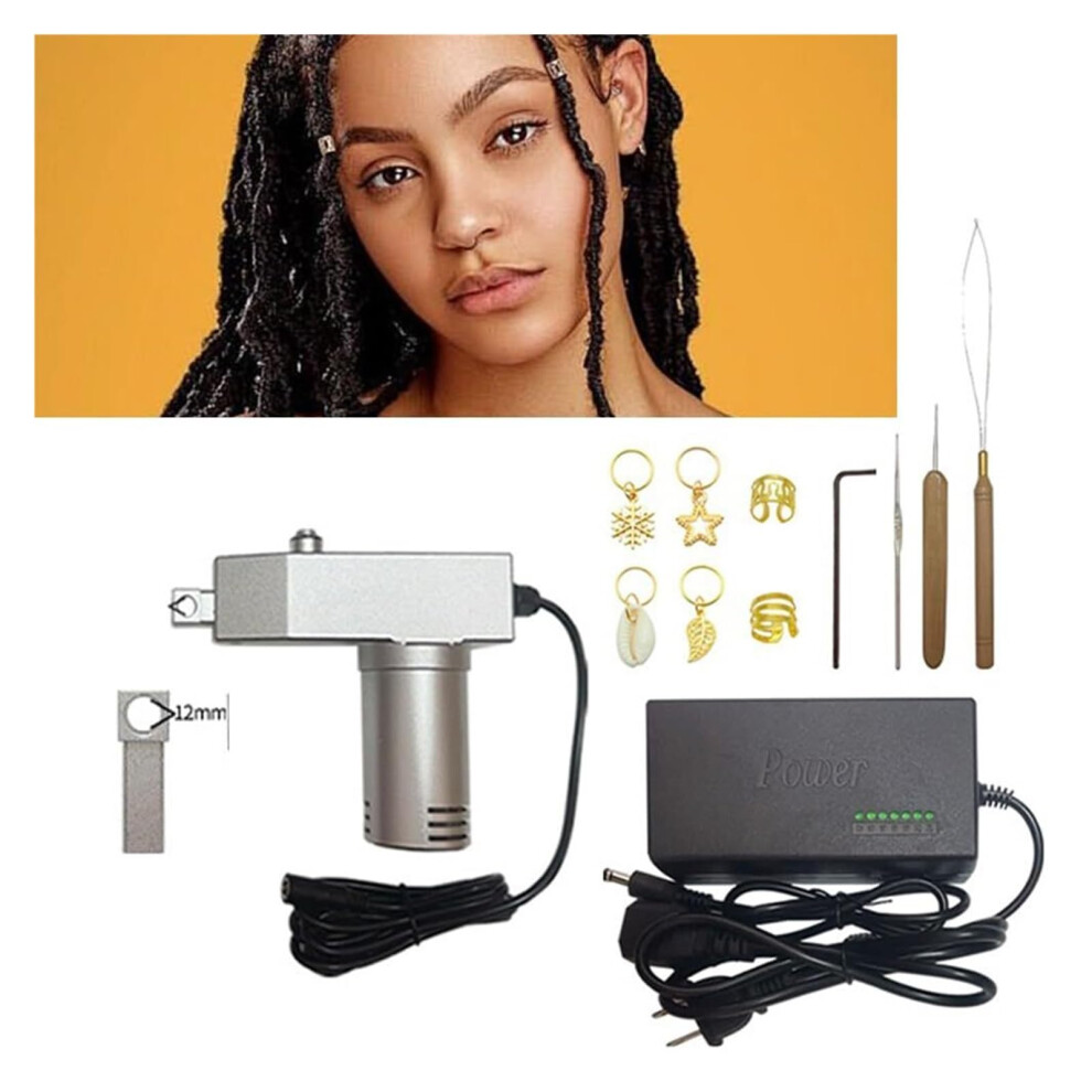 Unisex Silver Electric Dreadlock Maker 12Mm Automatic Hair Braiding Tool For Fast Uniform Loc Creation