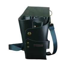 Barber Scissors Bag PU Leather Hair Stylist Tool Belt with Adjustable Strap Green Organizer