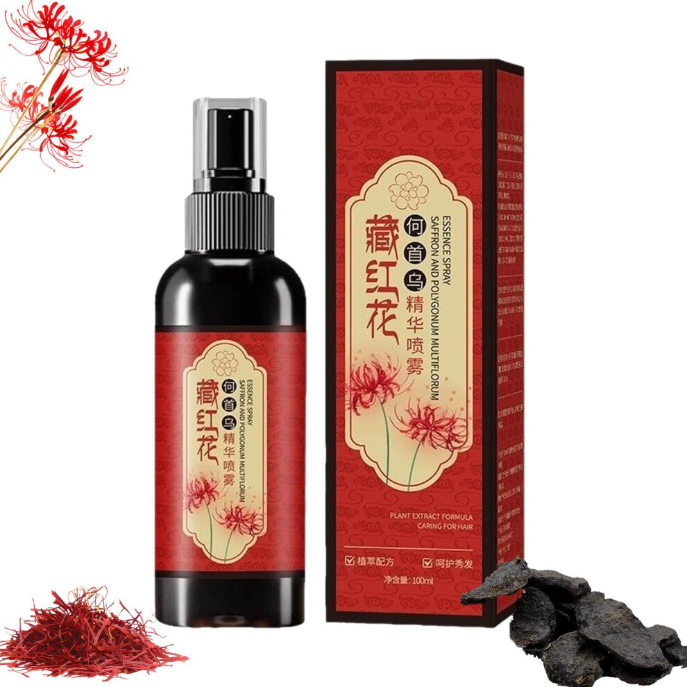 Gray/Red Hair Blackening Spray With Saffron Polygonum, Herbal Hair Cover, Nourishing 100Ml