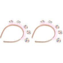 Lollipop Headband for Girls with Pink Pom Poms, EyeCatching Carnival Party Hair Accessory