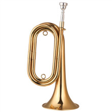Brass Bugle Trumpet with Mouthpiece and Carrying Bag, Gold‑Plated Cavalry Horn for Beginner Band